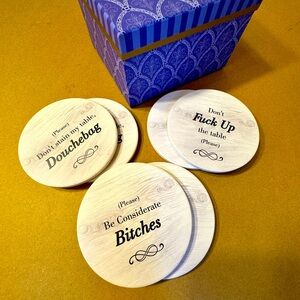 NWT Set of Six (6) Explicit Snarky Table Coasters